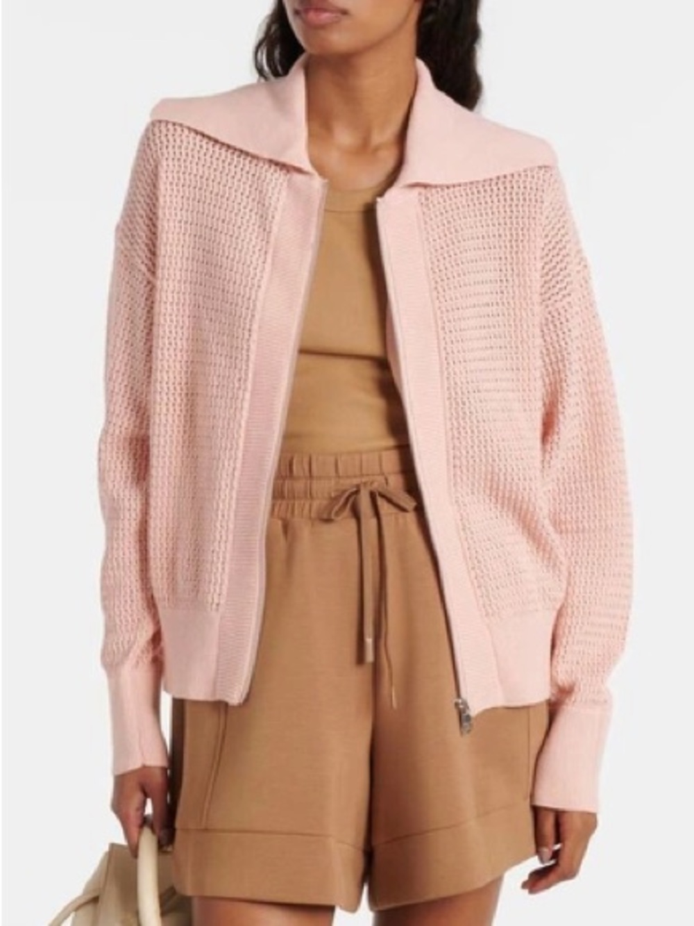 Varley Rose Smoke Pink Fairfield Knit Zip Sweater Jacket Size Medium